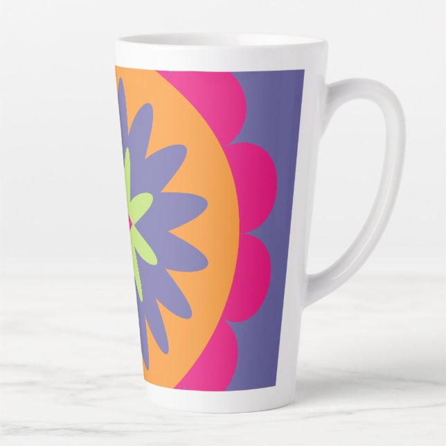 Groovy Retro Botanical Pattern Artwork Latte Mug (Right)