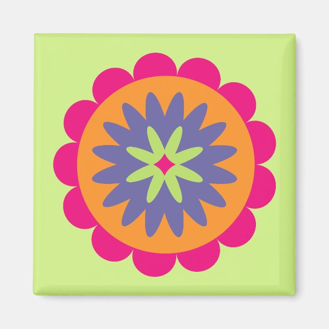 Groovy Retro Botanical Pattern Artwork Magnet (Front)