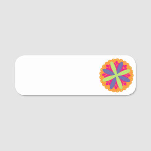 Groovy Retro Botanical Pattern Artwork Name Tag