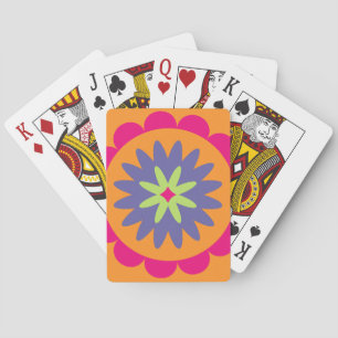 Groovy Retro Botanical Pattern Artwork Playing Cards