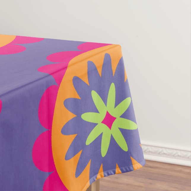 Groovy Retro Botanical Pattern Artwork Tablecloth (In Situ)