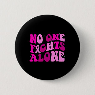 Groovy Retro Breast Cancer Awareness Nobody Fight 6 Cm Round Badge