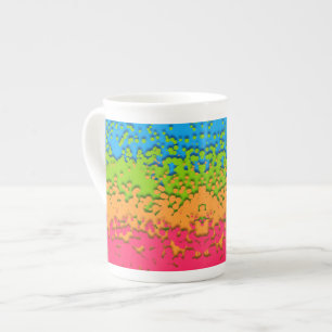 Groovy Retro Bubbly Trippy Funky Panromantic Pride Bone China Mug