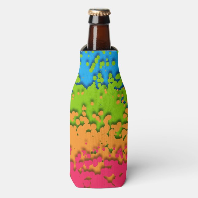 Groovy Retro Bubbly Trippy Funky Panromantic Pride Bottle Cooler (Bottle Front)