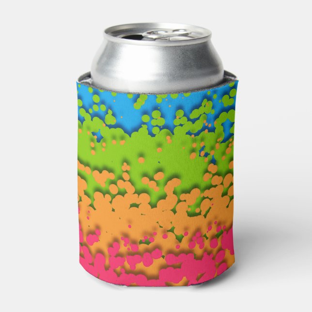 Groovy Retro Bubbly Trippy Funky Panromantic Pride Can Cooler (Can Front)