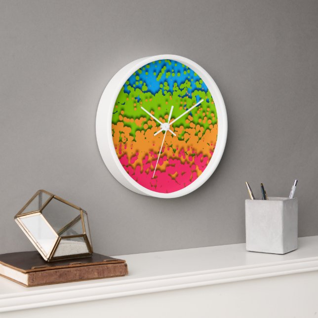 Groovy Retro Bubbly Trippy Funky Panromantic Pride Clock (Office)