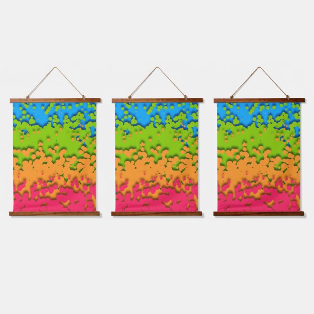 Groovy Retro Bubbly Trippy Funky Panromantic Pride Hanging Tapestry (Triple)