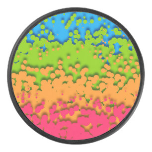 Groovy Retro Bubbly Trippy Funky Panromantic Pride Hockey Puck
