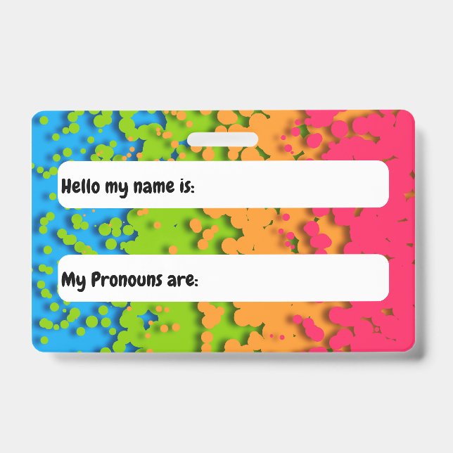 Groovy Retro Bubbly Trippy Funky Panromantic Pride ID Badge (Front)