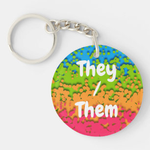 Groovy Retro Bubbly Trippy Funky Panromantic Pride Key Ring