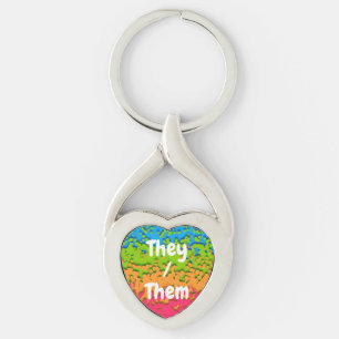 Groovy Retro Bubbly Trippy Funky Panromantic Pride Key Ring