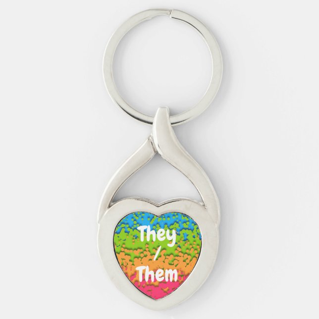 Groovy Retro Bubbly Trippy Funky Panromantic Pride Key Ring (Front)