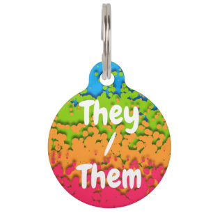 Groovy Retro Bubbly Trippy Funky Panromantic Pride Pet Tag