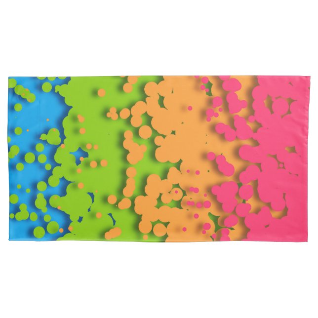 Groovy Retro Bubbly Trippy Funky Panromantic Pride Pillowcase (Front-Left)
