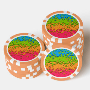 Groovy Retro Bubbly Trippy Funky Panromantic Pride Poker Chips