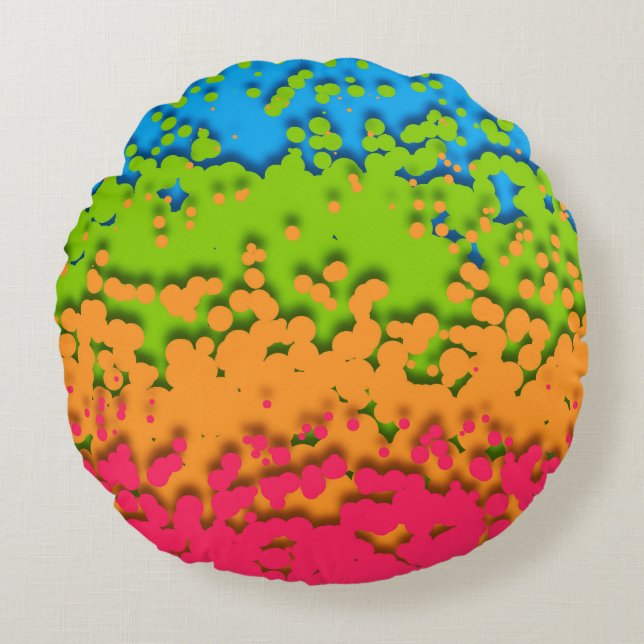 Groovy Retro Bubbly Trippy Funky Panromantic Pride Round Cushion (Front)