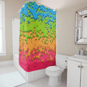 Groovy Retro Bubbly Trippy Funky Panromantic Pride Shower Curtain