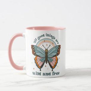 Groovy Retro Butterfly Rainbow Mug