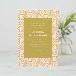 Groovy Retro Chartreuse Botanical Bridal Shower Invitation