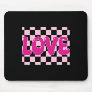 Groovy Retro Chequered Heart Love Retro Love Valen Mouse Mat