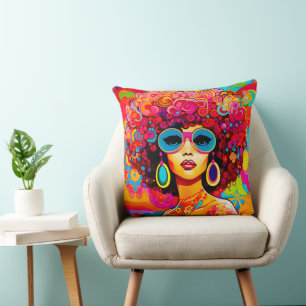 Groovy Retro Chic Floral Pop Art Cushion