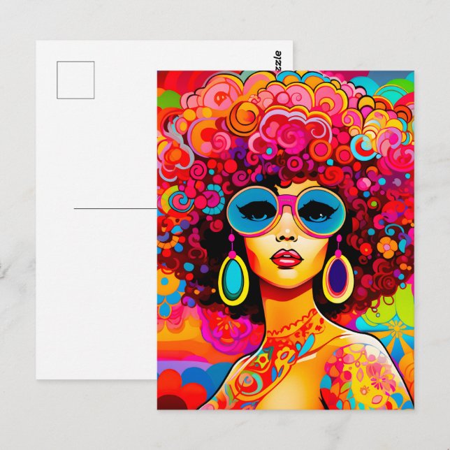 Groovy Retro Chic Floral Pop Art Postcard (Front/Back)