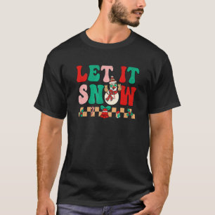 Groovy Retro Christmas Santa Hippie Let It Snow Xm T-Shirt