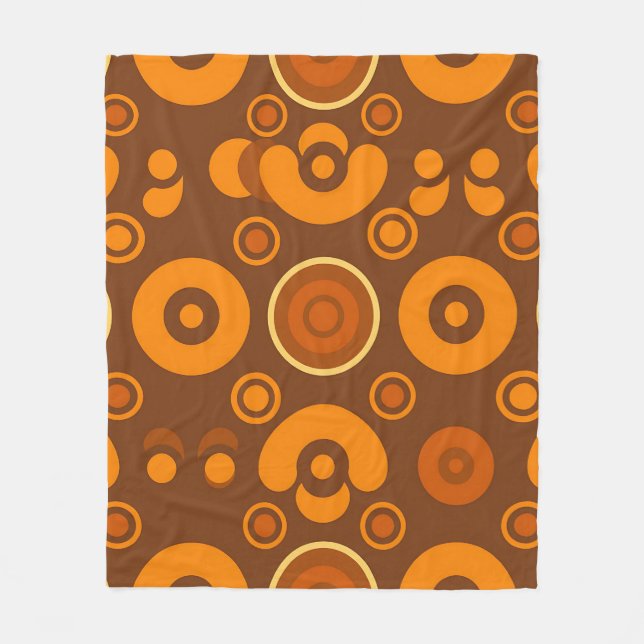 Groovy Retro Circles Abstract Pattern 1970s  Fleece Blanket (Front)