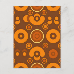 Groovy Retro Circles Abstract Pattern 1970s Postcard