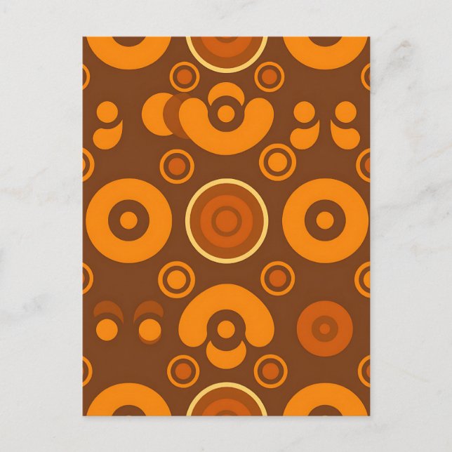 Groovy Retro Circles Abstract Pattern 1970s  Postcard (Front)