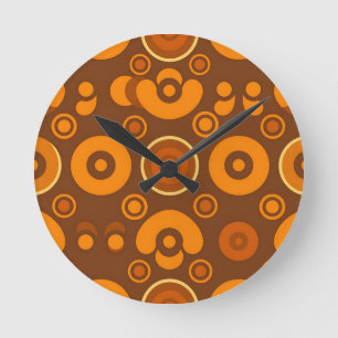 Groovy Retro Circles Abstract Pattern 1970s Round Clock