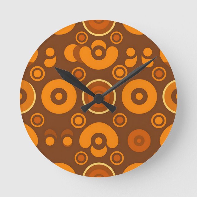 Groovy Retro Circles Abstract Pattern 1970s  Round Clock (Front)