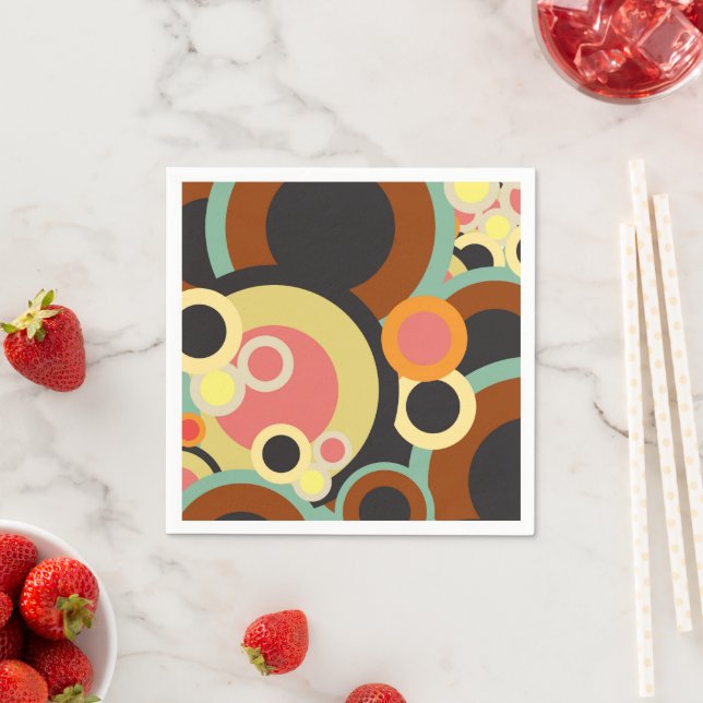 Groovy Retro circles pattern Abstract Mid Century Napkin (Insitu)