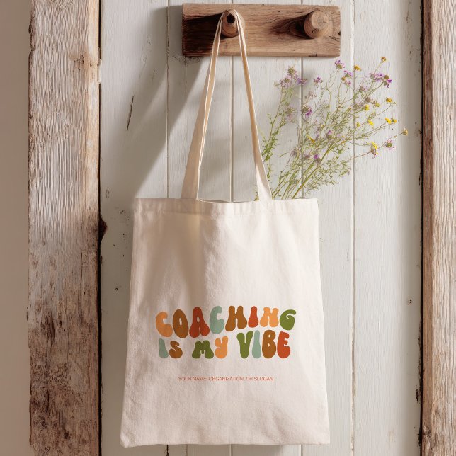 Groovy Retro Coaching is My Vibe, Coach Tote Bag (Creator Uploaded)