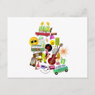 Groovy Retro Collage Postcard