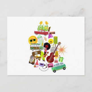 Groovy Retro Collage Postcard
