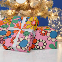 Groovy Retro Colourful 60s 70s Floral Pattern