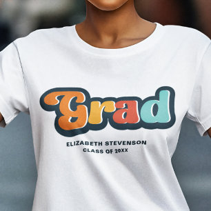 Groovy retro colourful Graduate typography T-Shirt