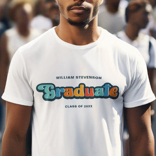 Groovy retro colourful Graduate with name T-Shirt