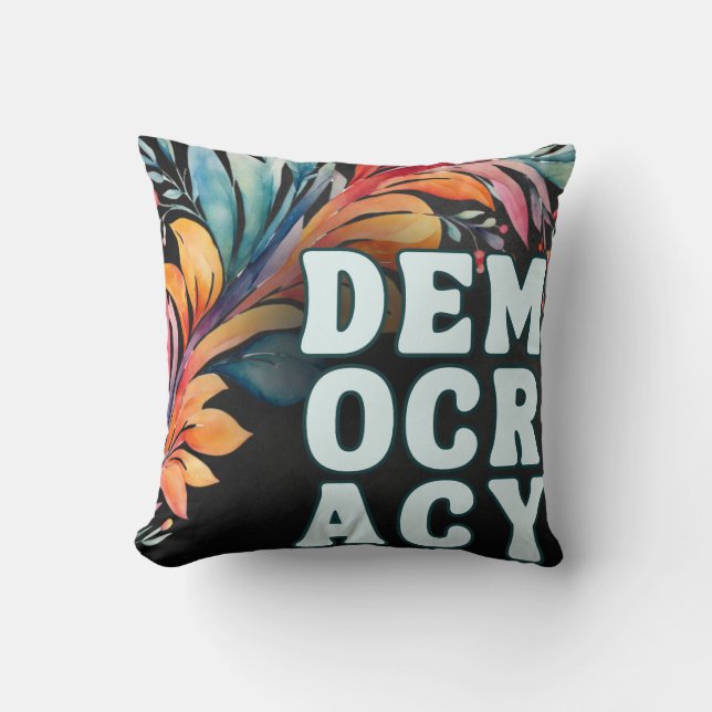 Groovy Retro Colourful Politics Themed Democracy Cushion (Front)