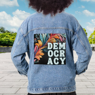 Groovy Retro Colourful Statement Politics Democrac Denim Jacket