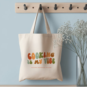 Groovy Retro Cooking is My Vibe, Chef, Cook, Food Tote Bag