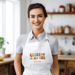 Groovy Retro Cooking Is My Vibe, Chef Foodie Cook Long Apron<br><div class="desc">Groovy 'cooking is my vibe' chef's apron. It makes a fantastic gift for foodies and anyone who loves spending time in the kitchen.</div>