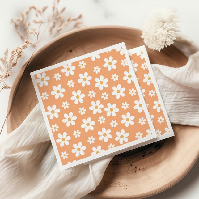 Groovy Retro Daisy apricot Napkin (Creator Uploaded)