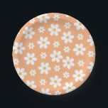 Groovy Retro Daisy apricot Paper Plates<br><div class="desc">Apricot Groovy daisy Retro birthday plates.</div>