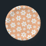 Groovy Retro Daisy apricot Paper Plates<br><div class="desc">Apricot Groovy daisy Retro birthday plates.</div>