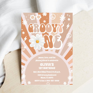 Groovy Retro Daisy Birthday Invitation
