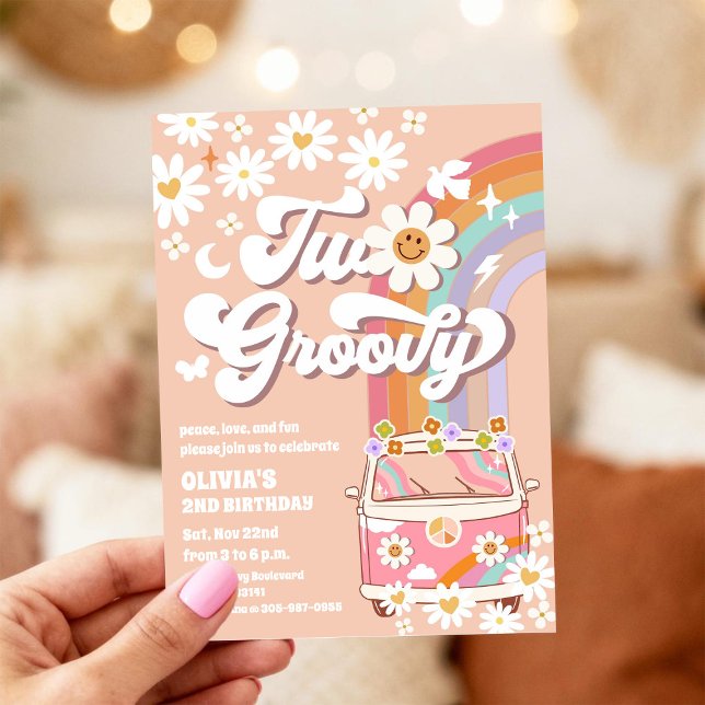 Groovy Retro Daisy Birthday Invitation (Creator Uploaded)