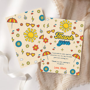 Groovy Retro Daisy Birthday Thank You Card