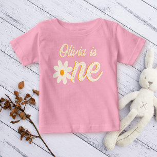 Groovy retro daisy first birthday personalised  baby T-Shirt